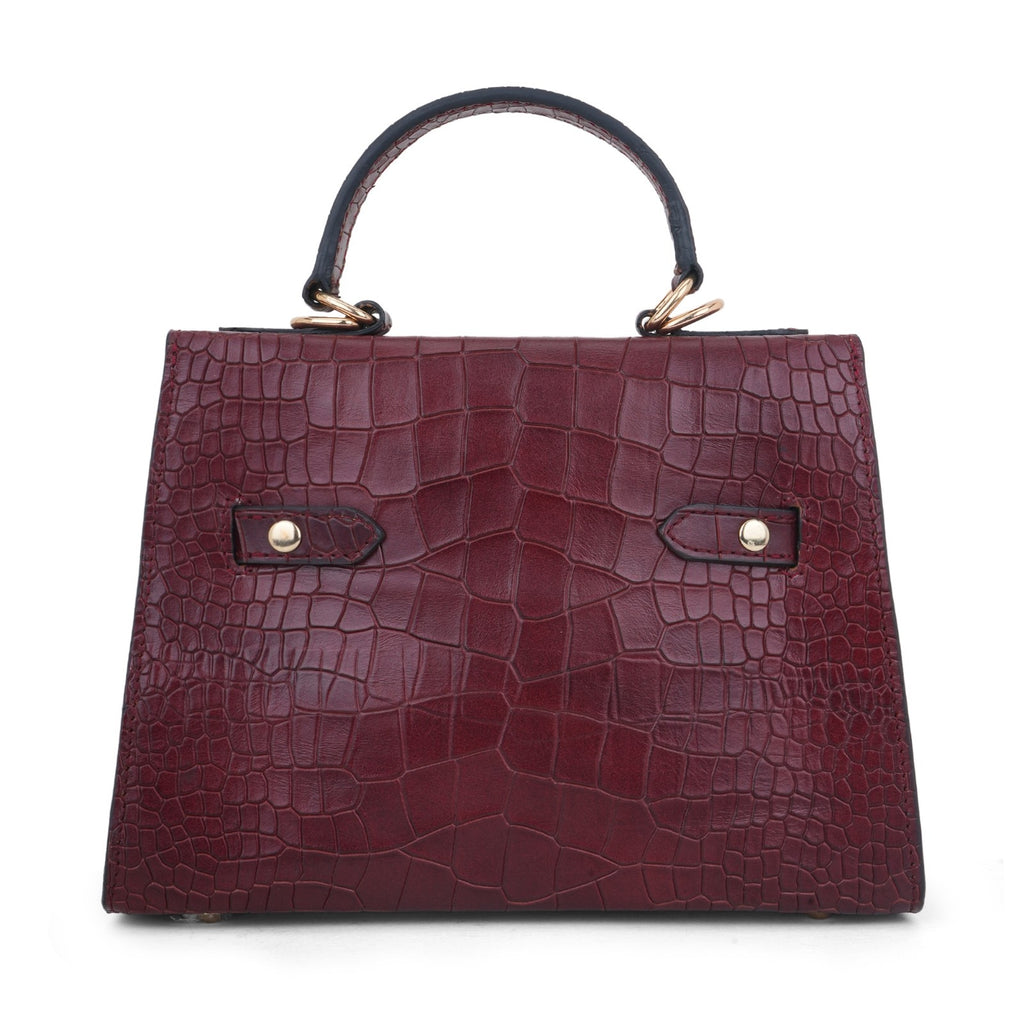 Alligator-Texture Leather Sling Bag