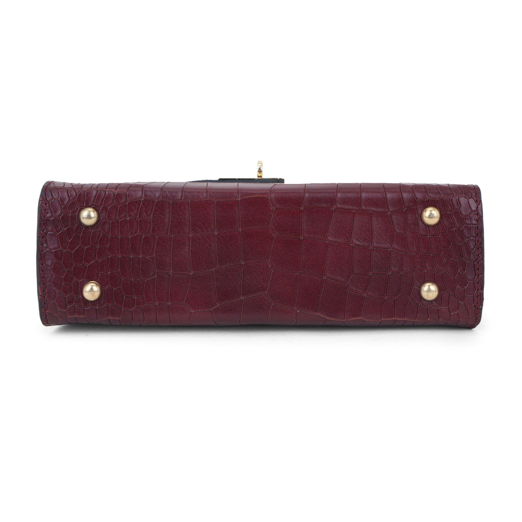 Alligator-Texture Leather Sling Bag