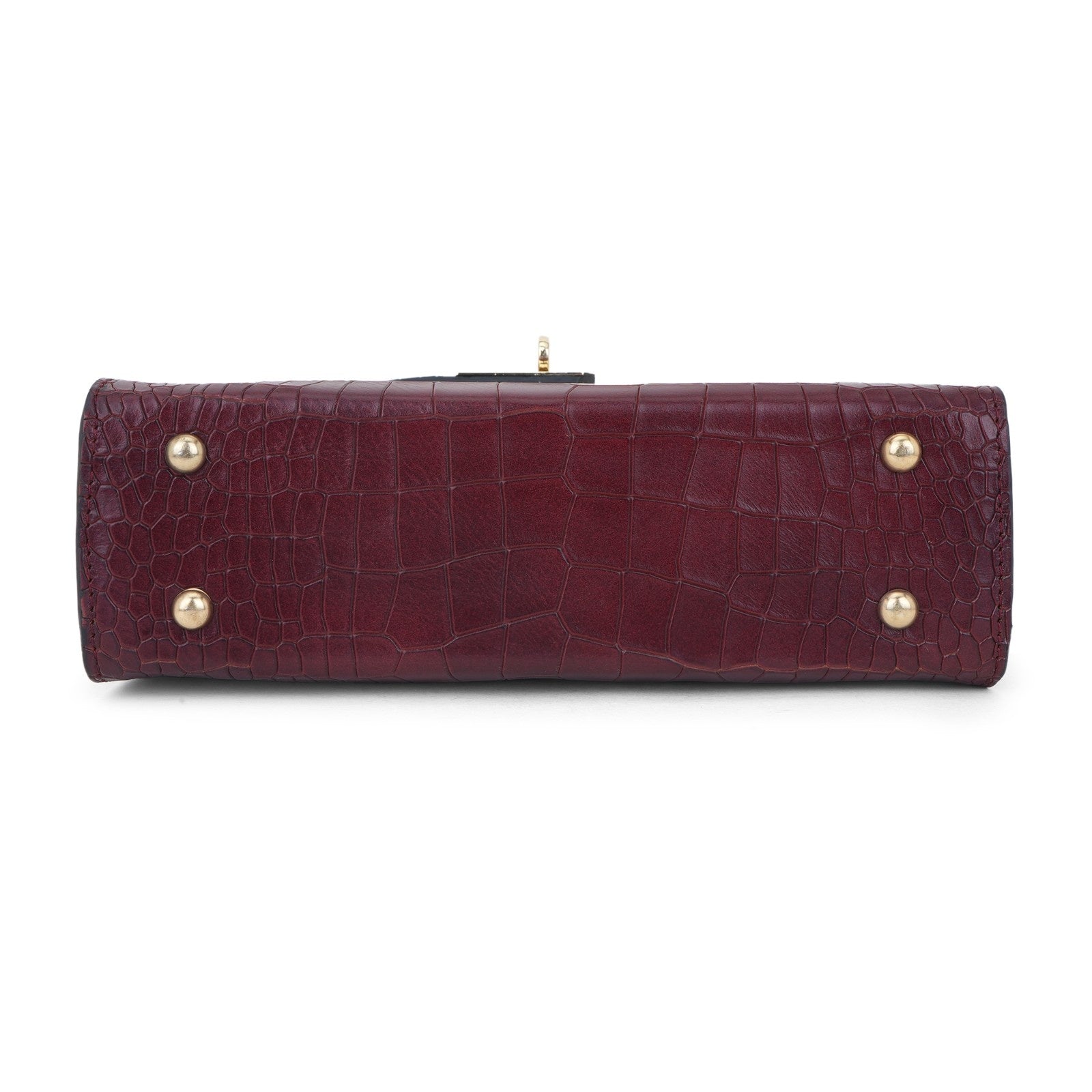 Bordeaux Alligator-Texture Leather Statement Bag