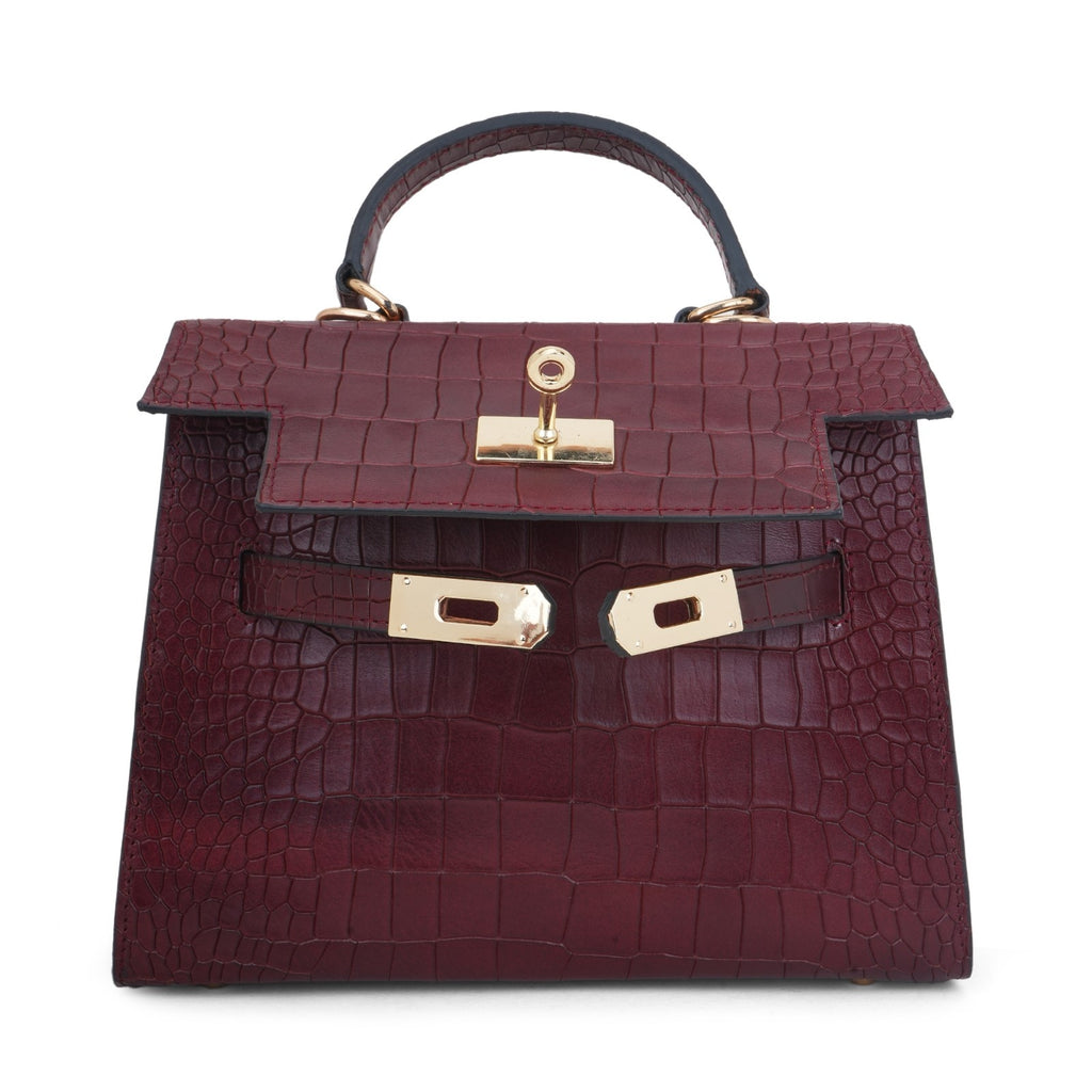 Alligator-Texture Leather Sling Bag
