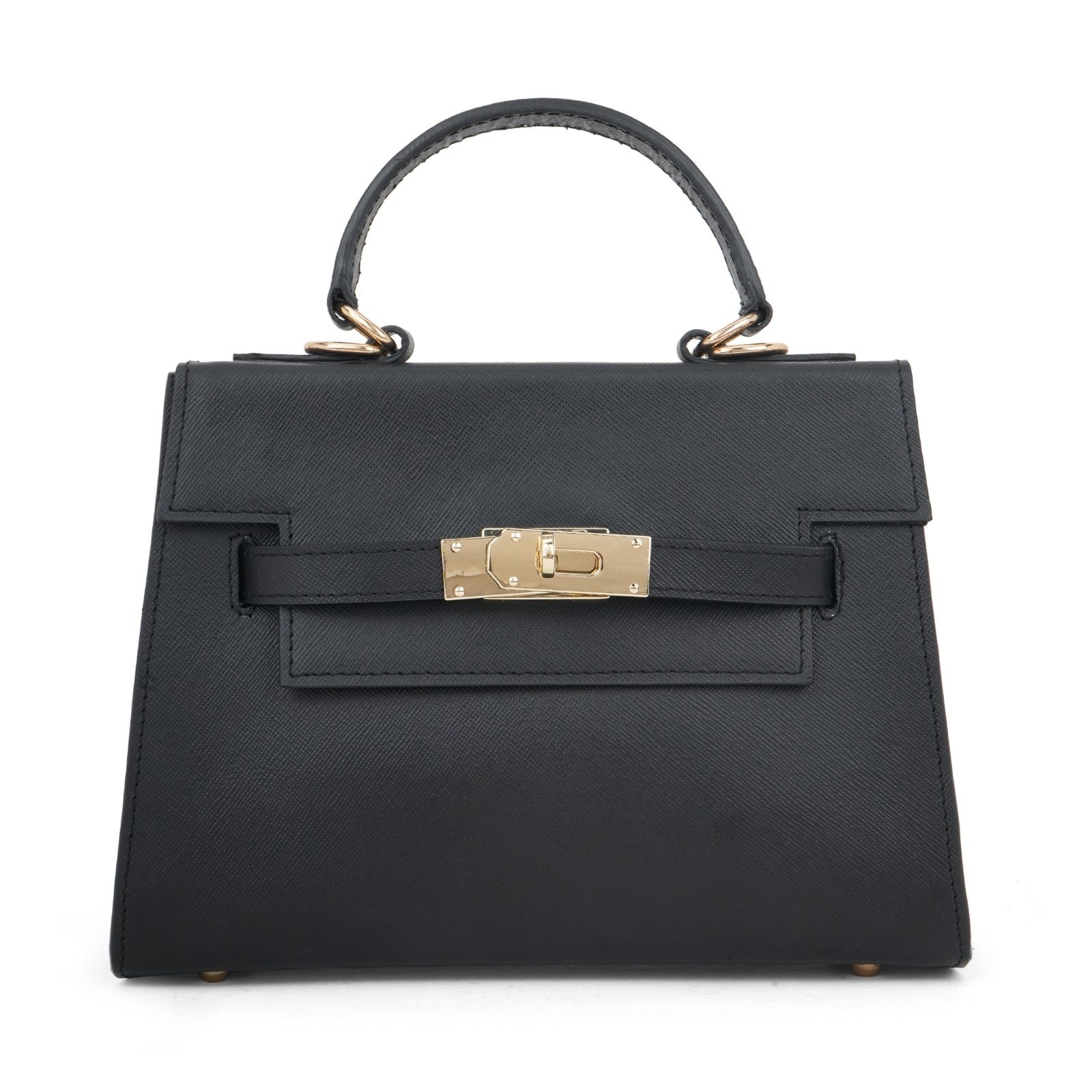 Bordeaux Black Leather Statement Bag