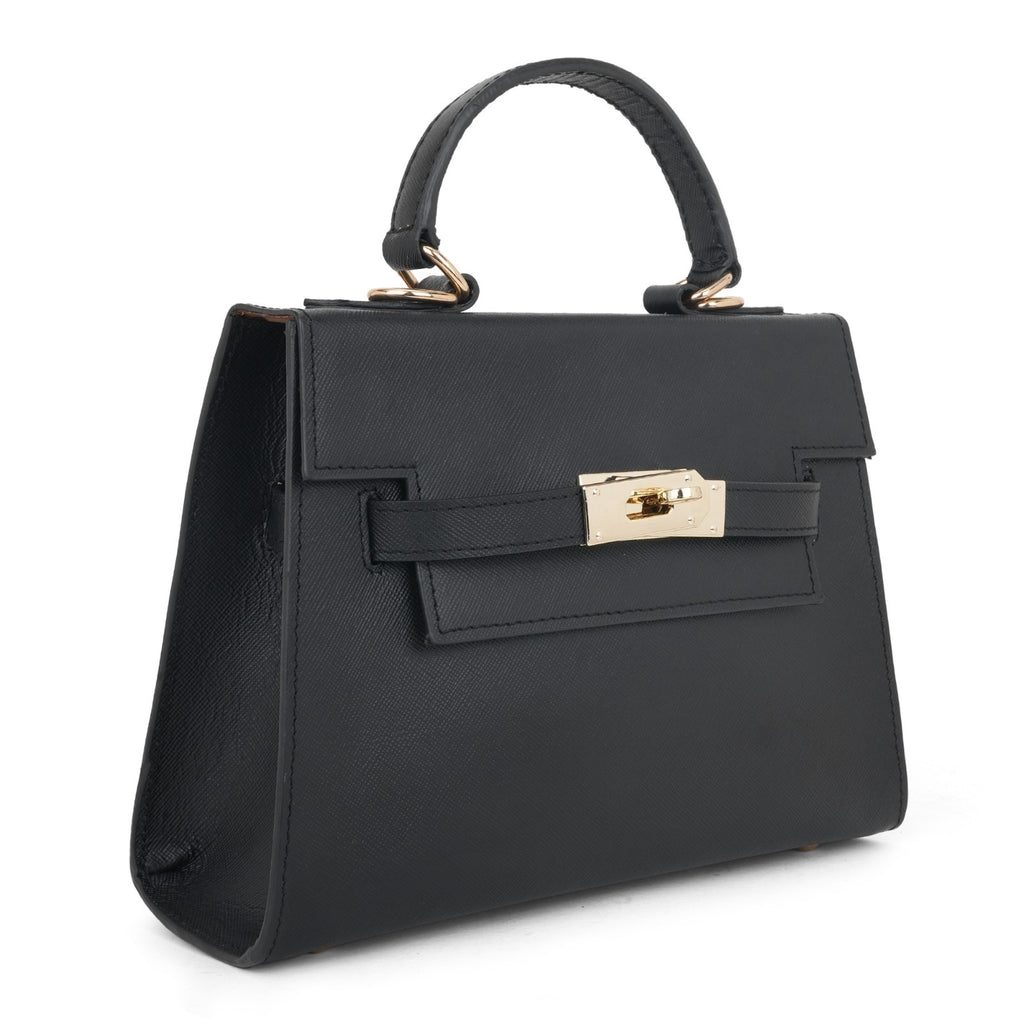 Bordeaux Black Leather Statement Bag