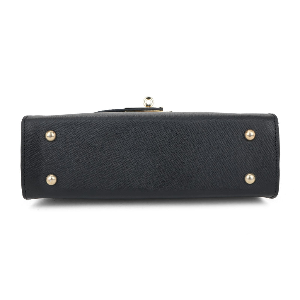 Bordeaux Black Leather Statement Bag