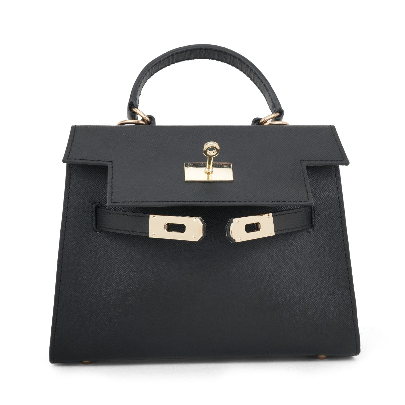 Bordeaux Black Leather Statement Bag