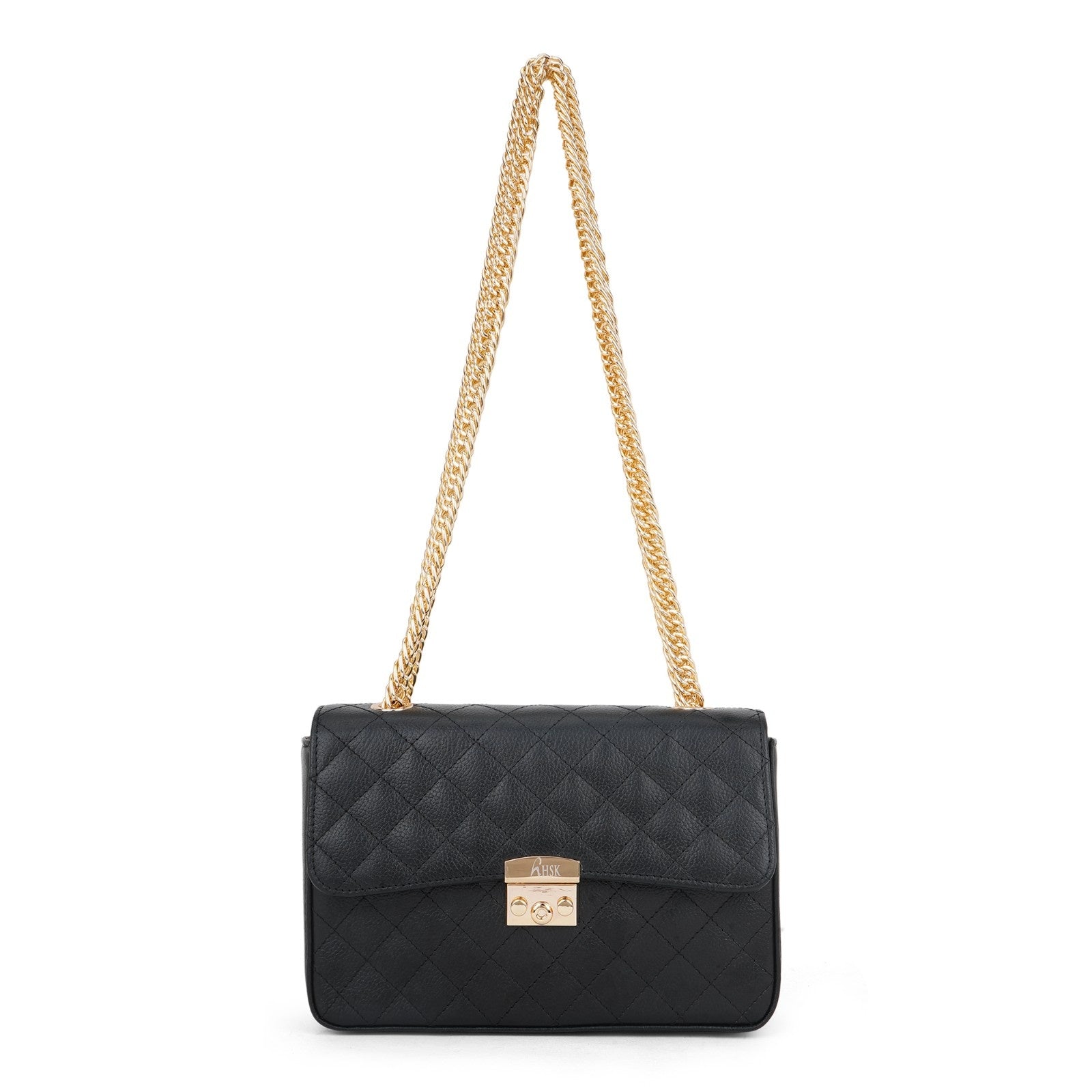 Noir Luxe Quilted Flap Bag – Gold Hardware Edition