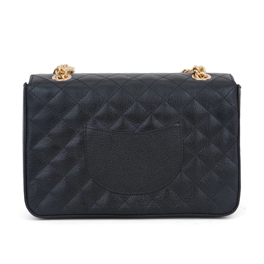 Noir Luxe Quilted Flap Bag – Gold Hardware Edition