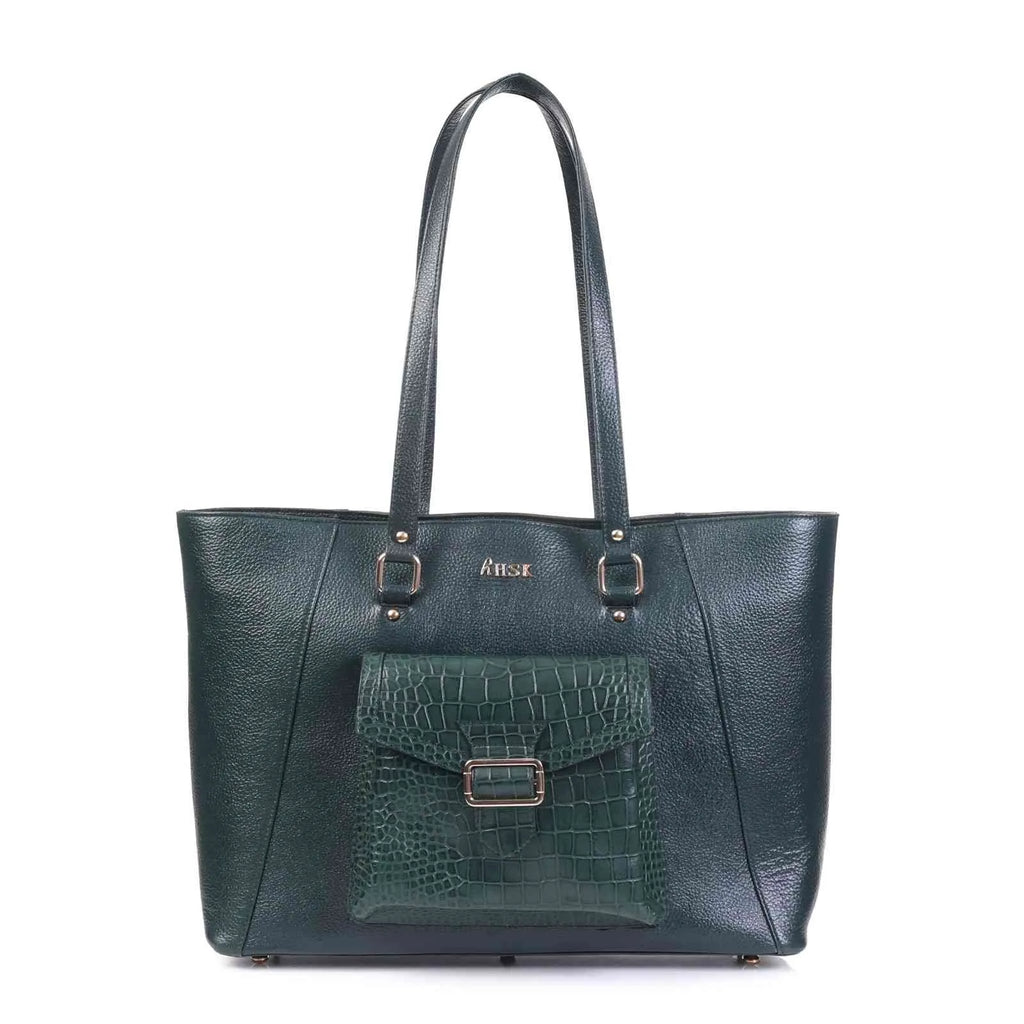 Valentina Croc Green Leather Handbag