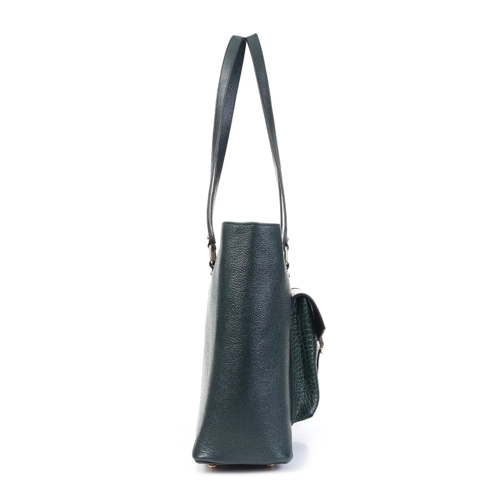 Valentina Croc Green Leather Handbag