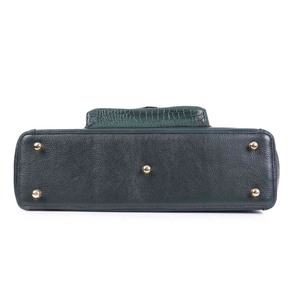 Valentina Croc Green Leather Handbag