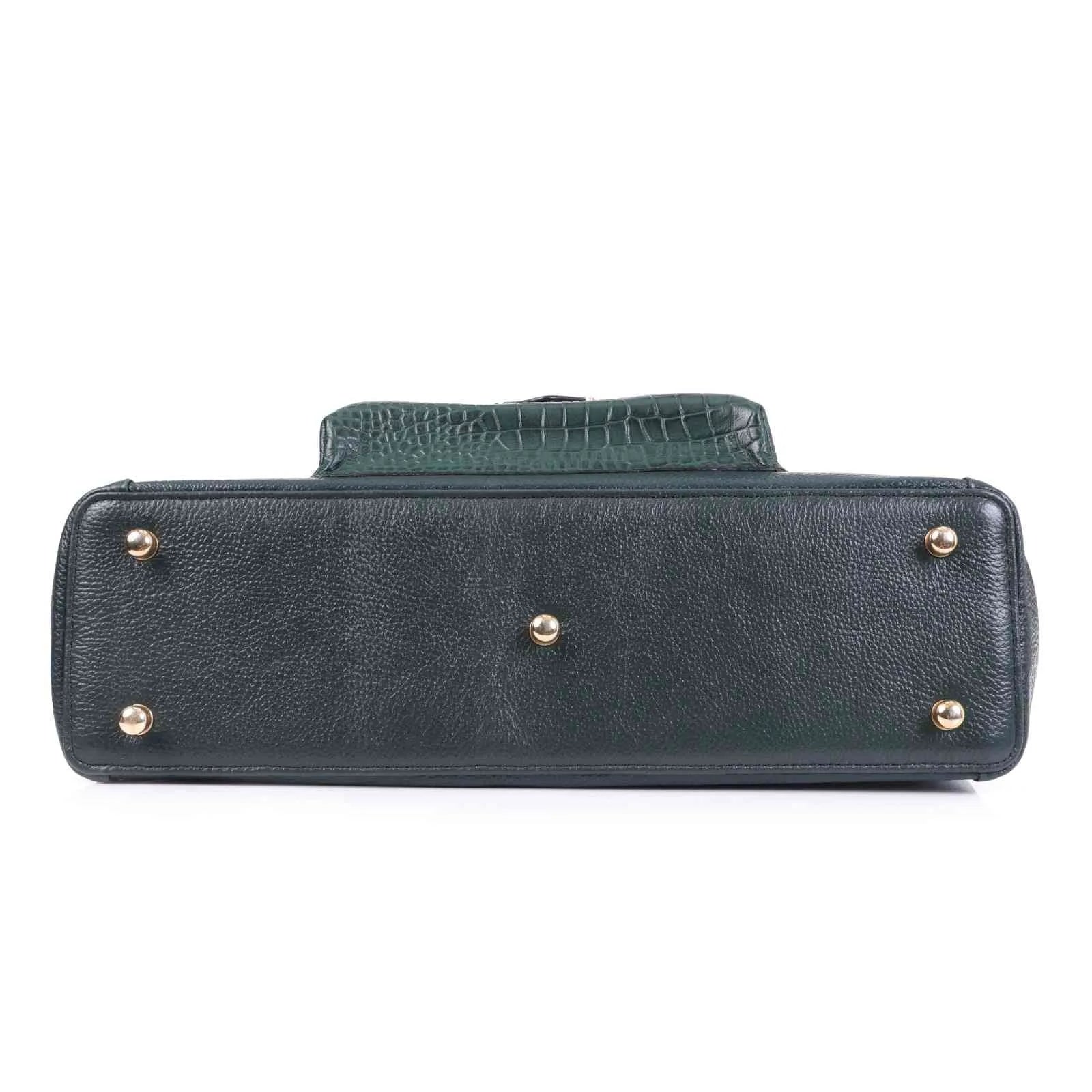 Valentina Croc Green Leather Handbag