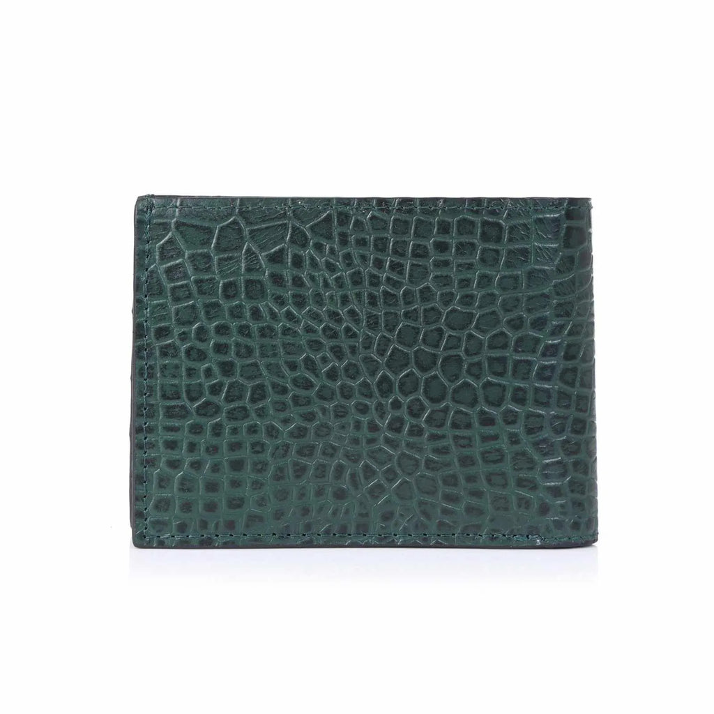 Emerald Croc Embossed Leather Wallet