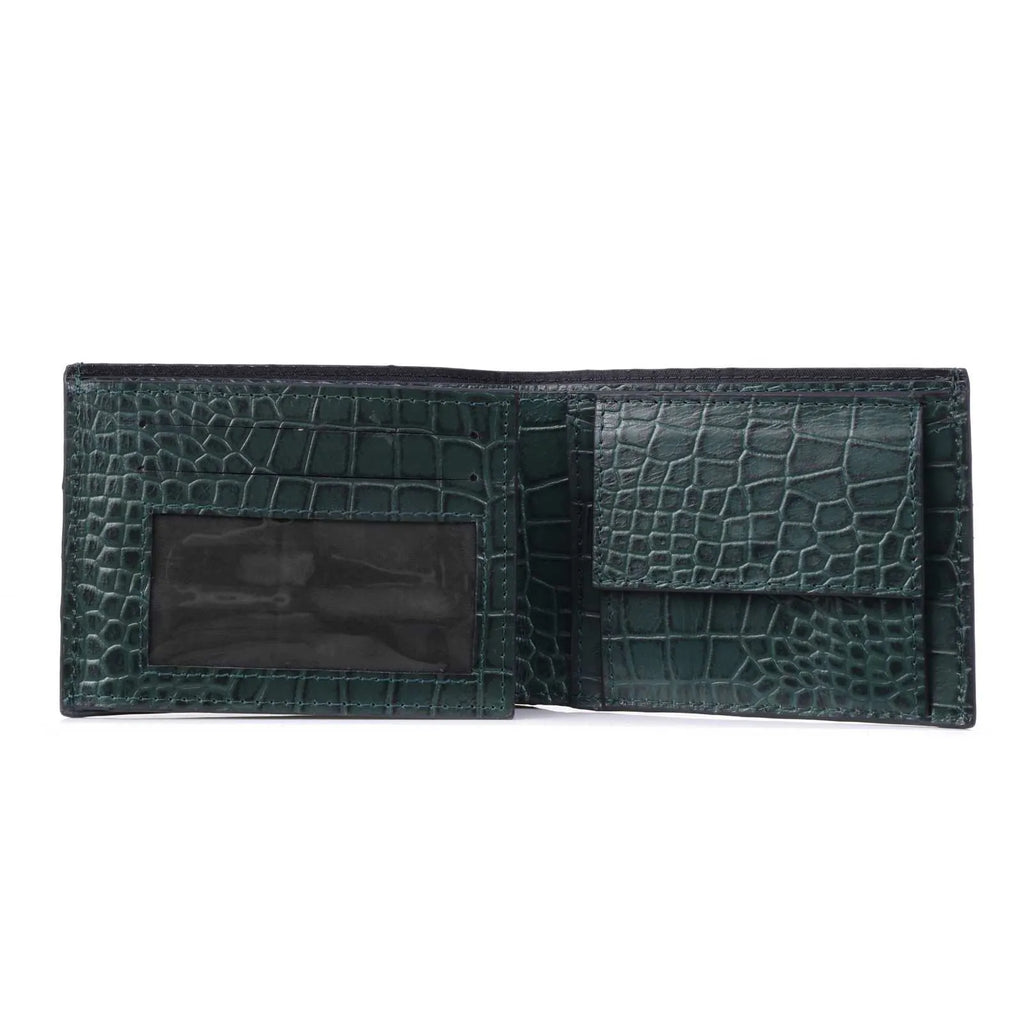 Emerald Croc Embossed Leather Wallet