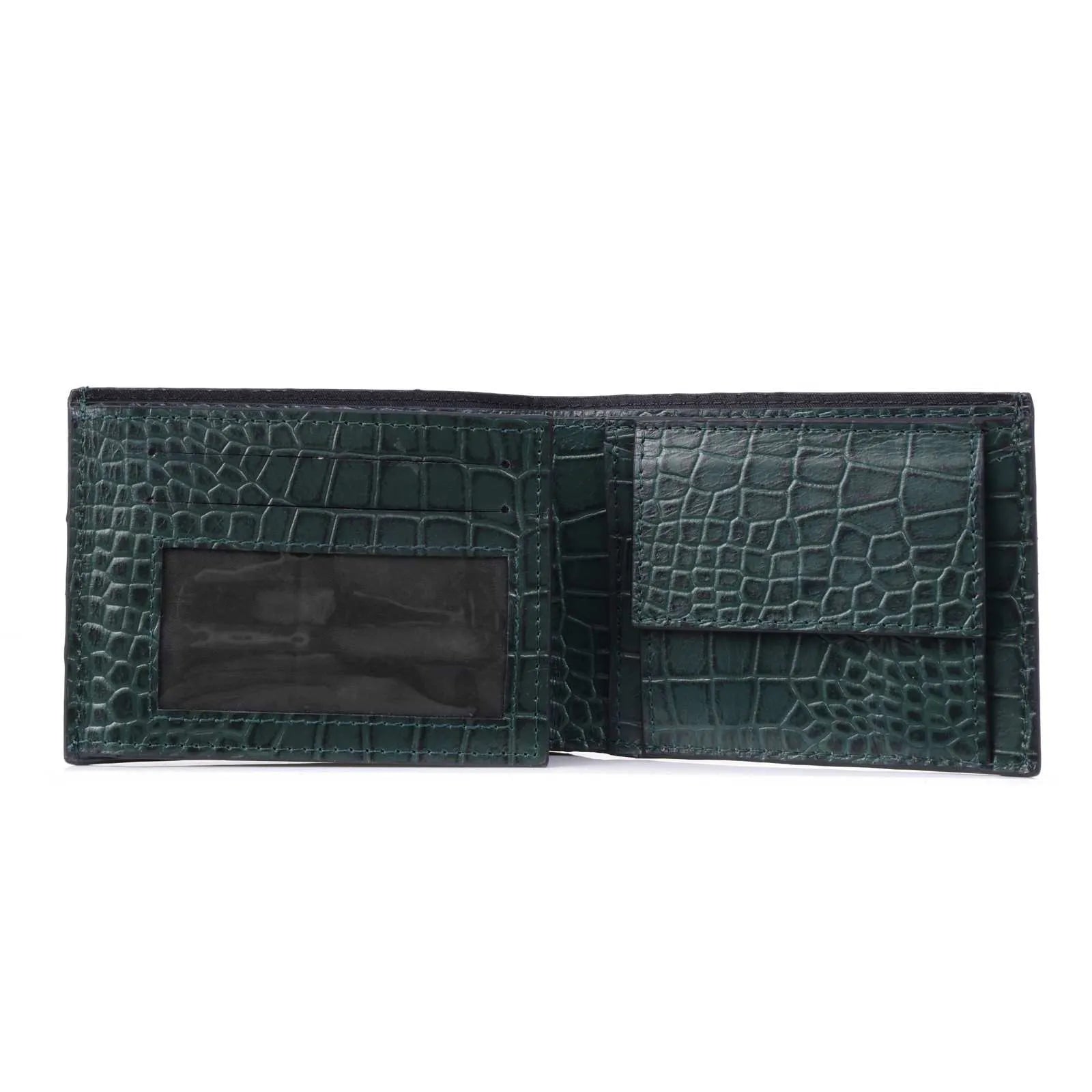 Emerald Croc Embossed Leather Wallet