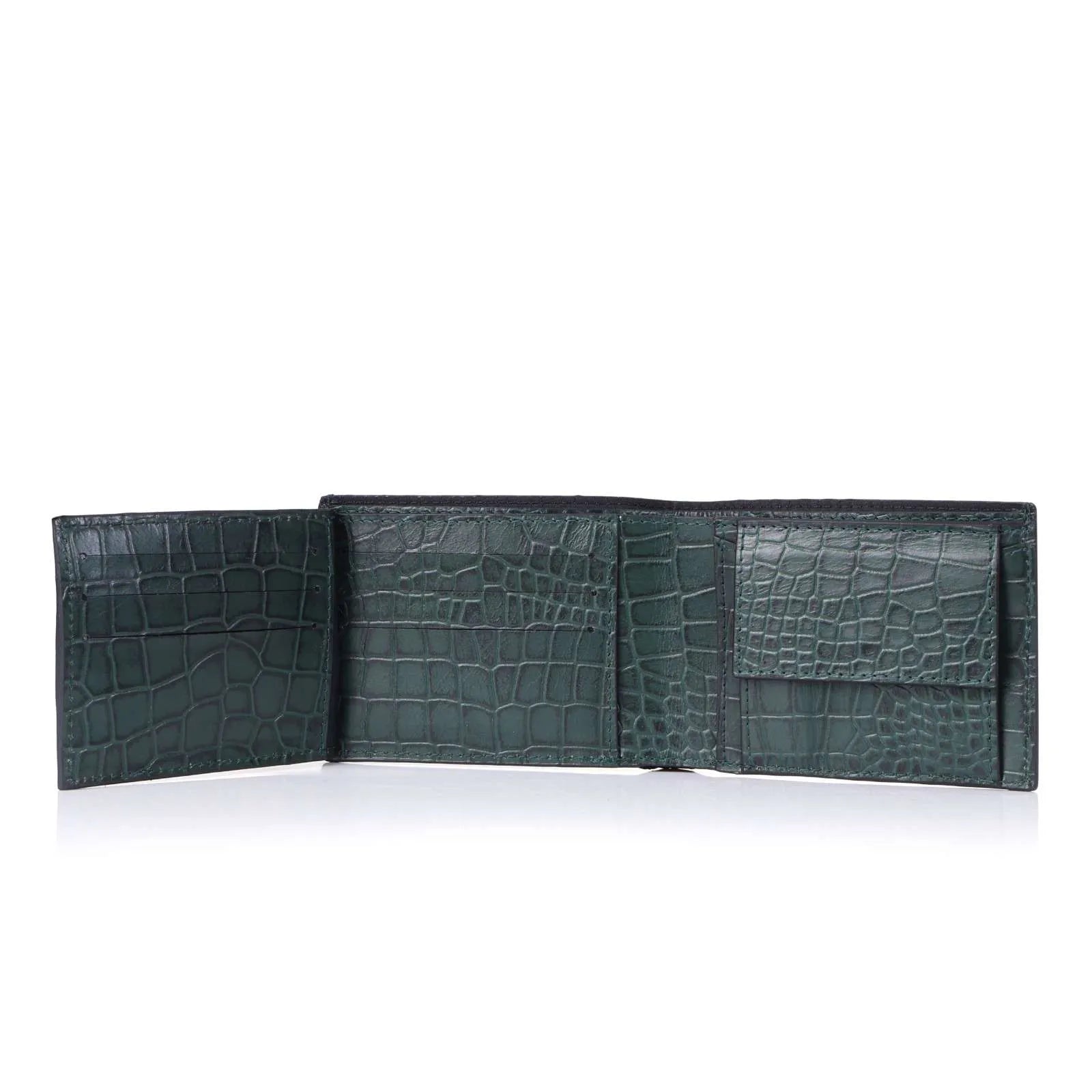 Emerald Croc Embossed Leather Wallet