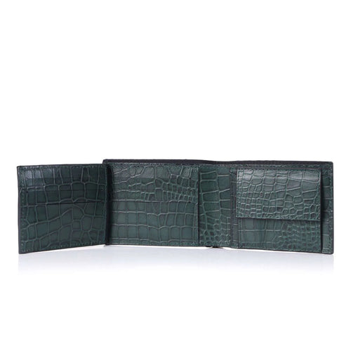 Emerald Croc Embossed Leather Wallet