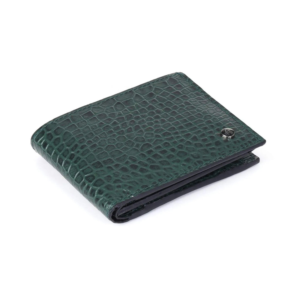 Emerald Croc Embossed Leather Wallet