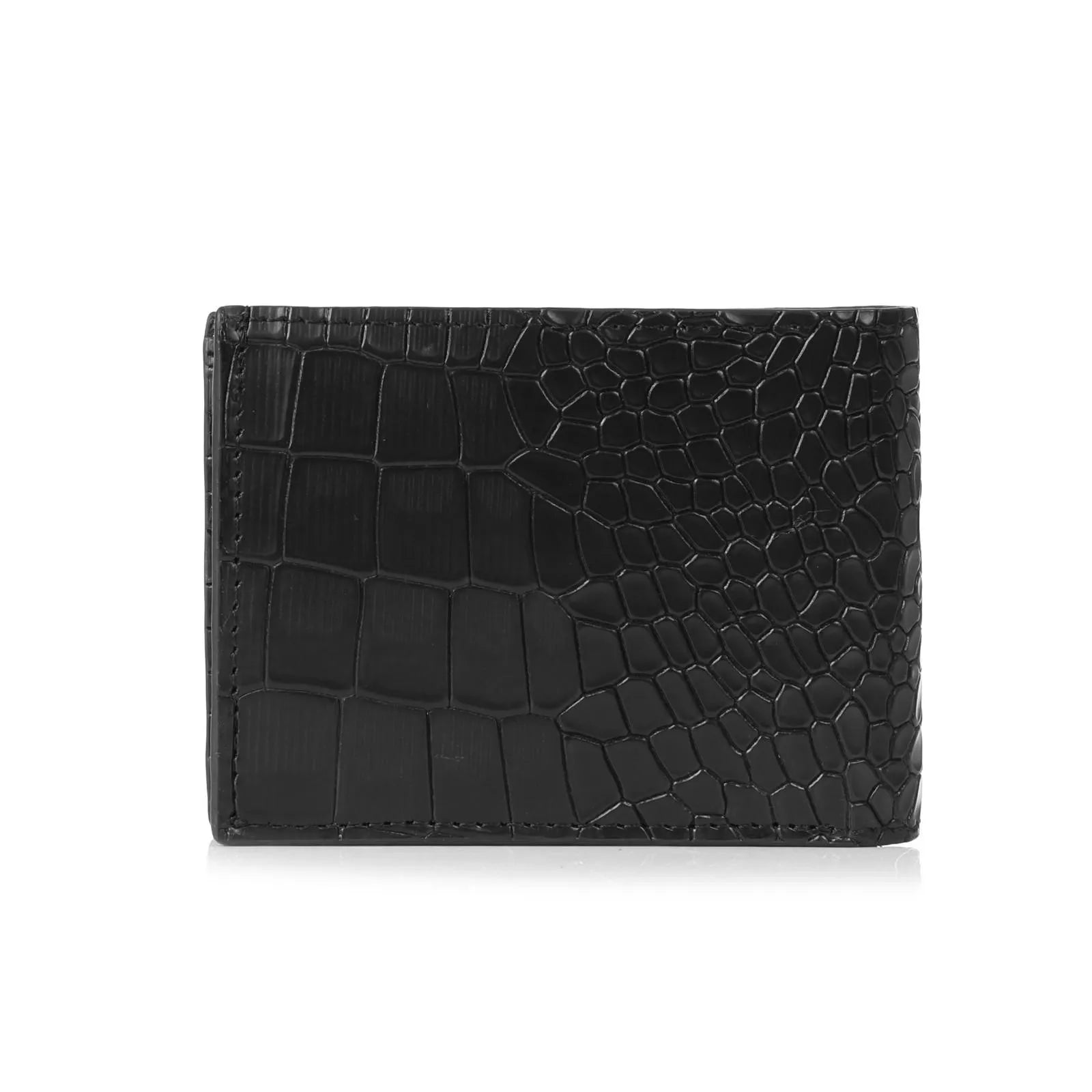 Noir Croc Embossed Leather Wallet
