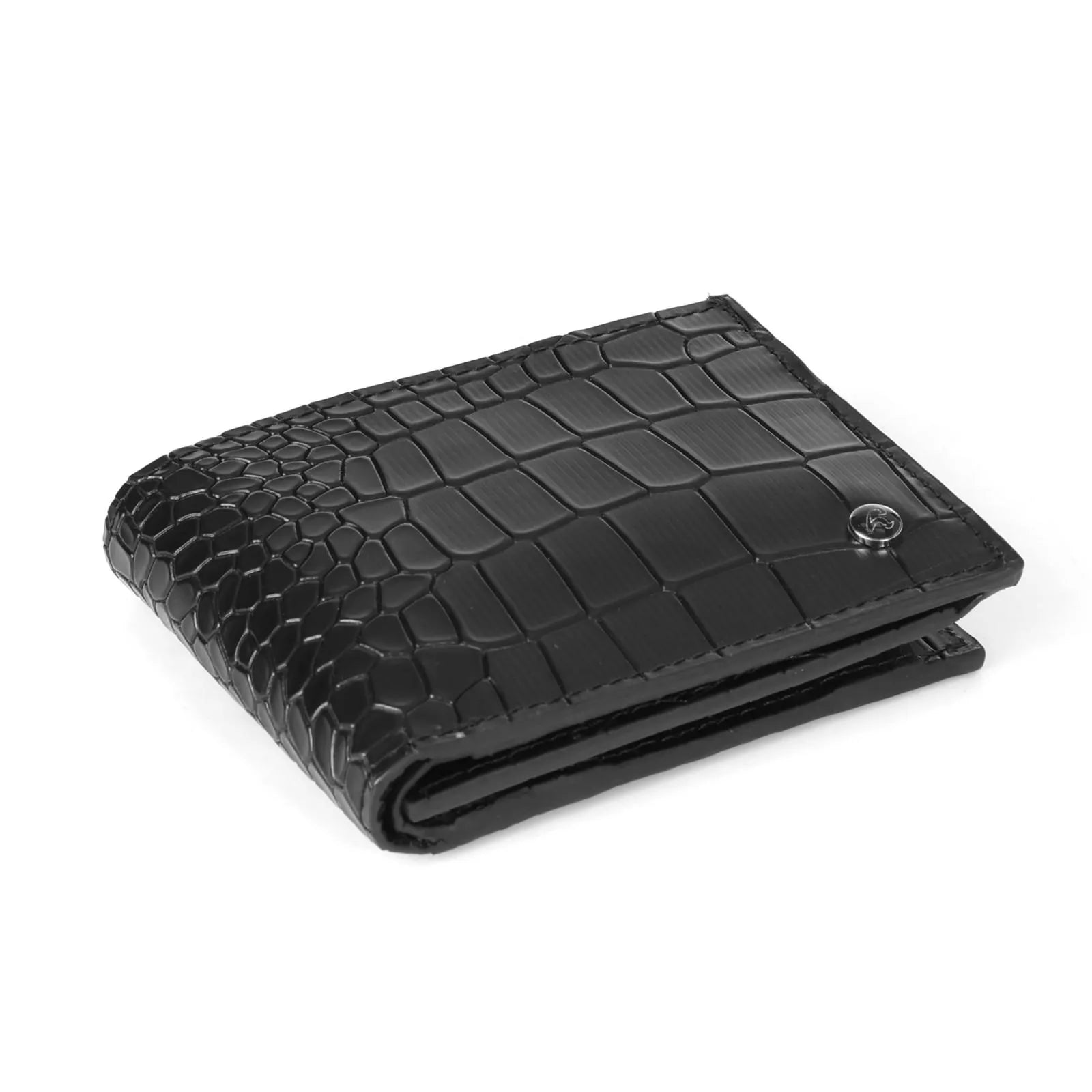 Noir Croc Embossed Leather Wallet