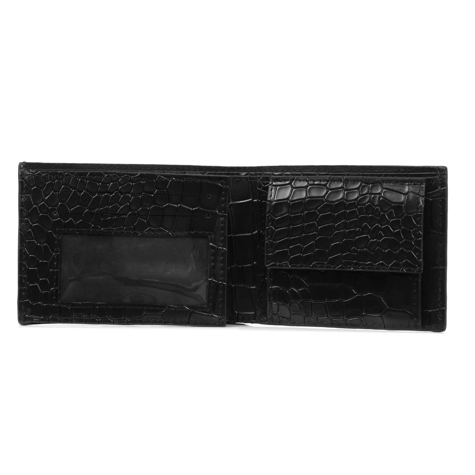 Noir Croc Embossed Leather Wallet