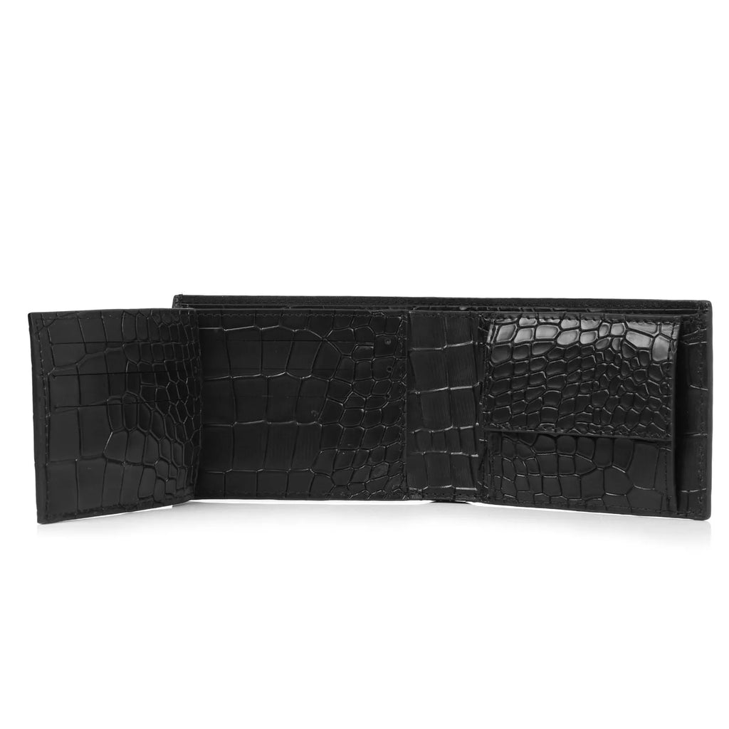 Noir Croc Embossed Leather Wallet