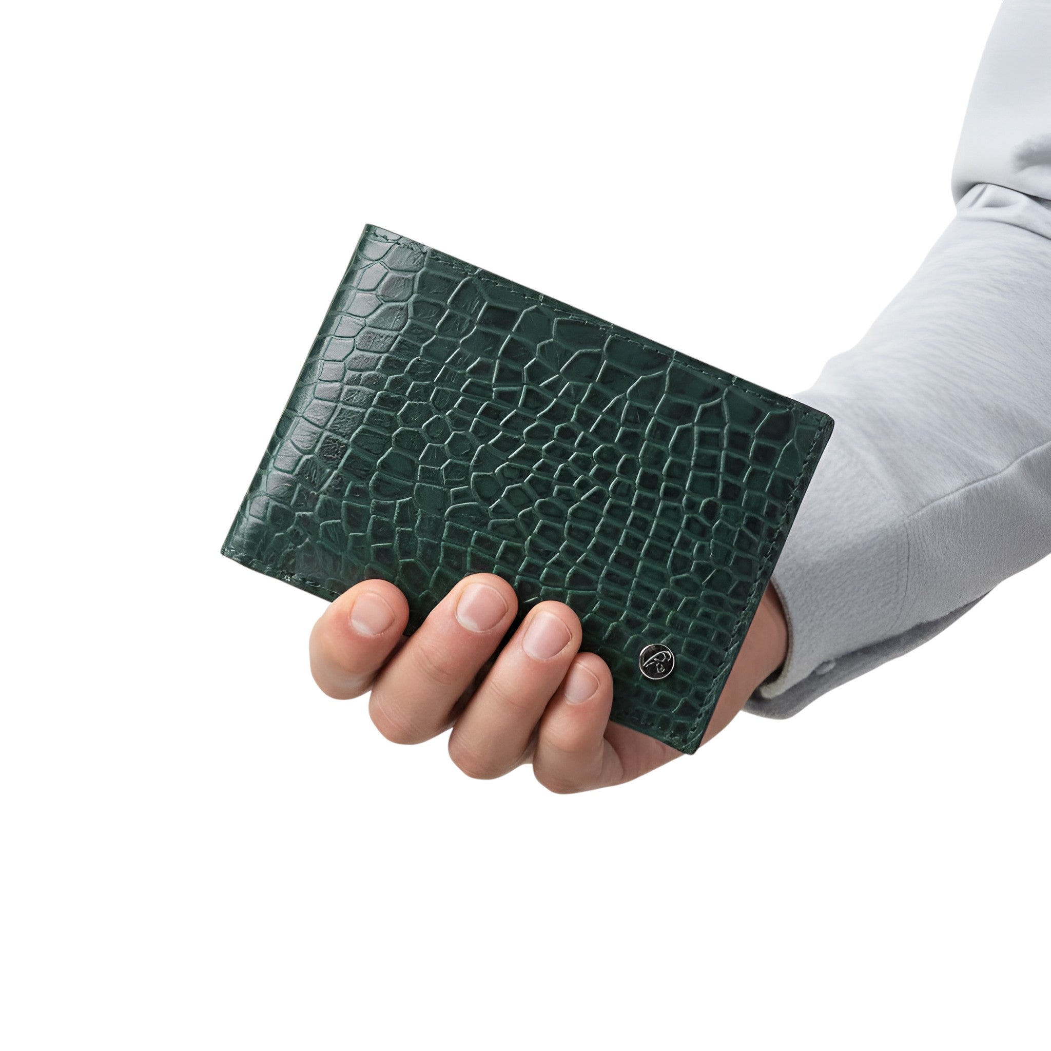 Emerald Croc Embossed Leather Wallet