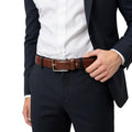 Premium Brown Genuine Leather Belt for Men with Silver Buckle
