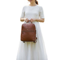 Athleisure Grain Leather Backpack Tan