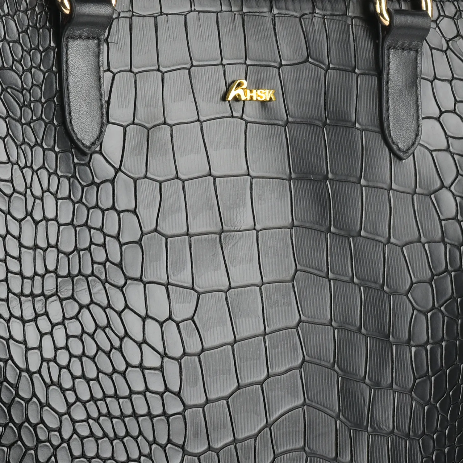 Utility Black Croc Leather Tod Bag - hHSK Leather