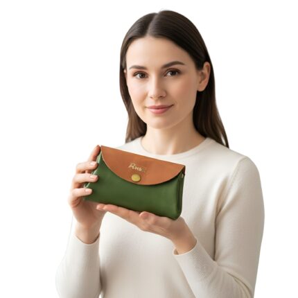 Petite Grain Leather Wallet Brown