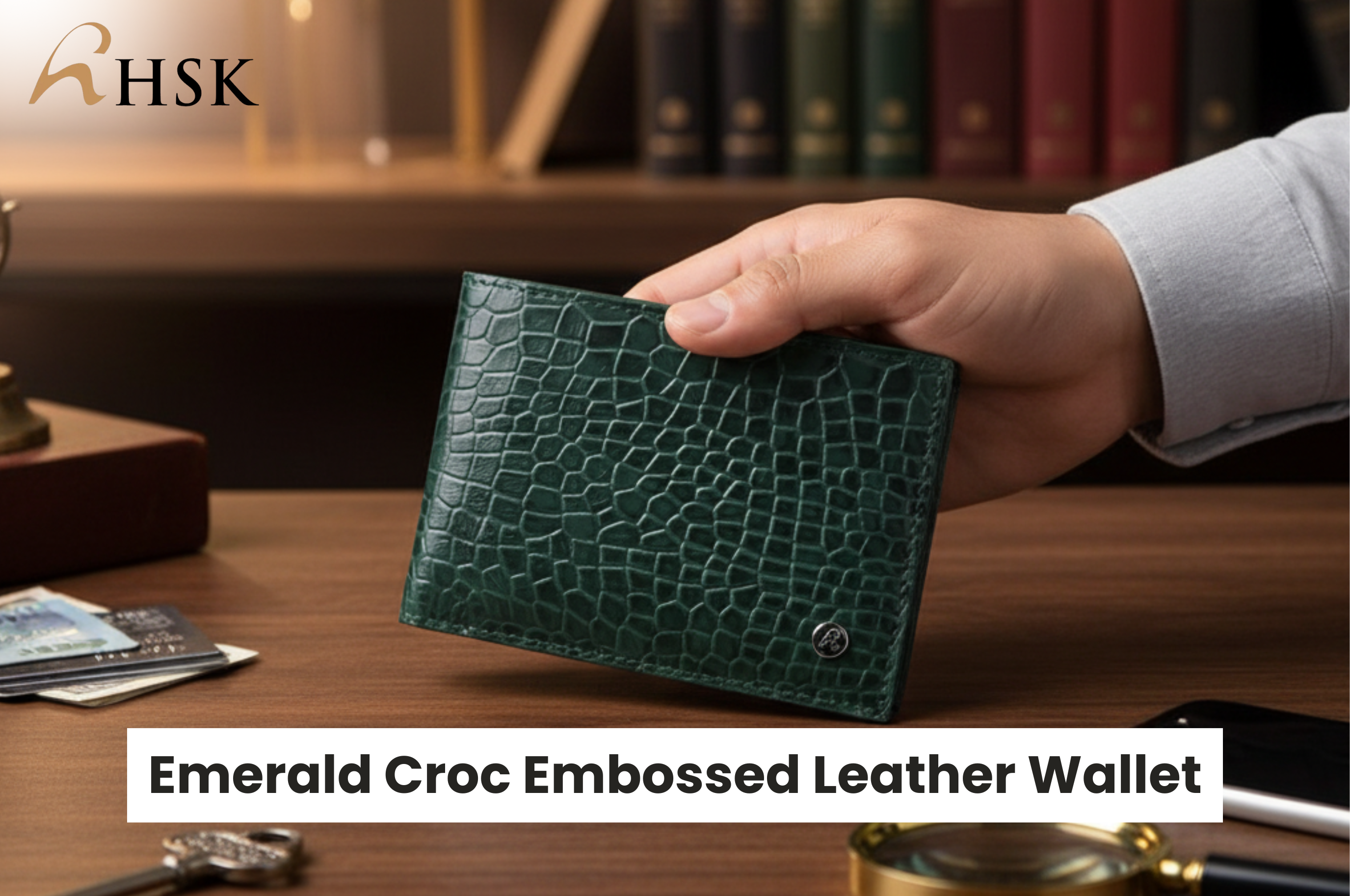Croc Embossed Leather Wallet